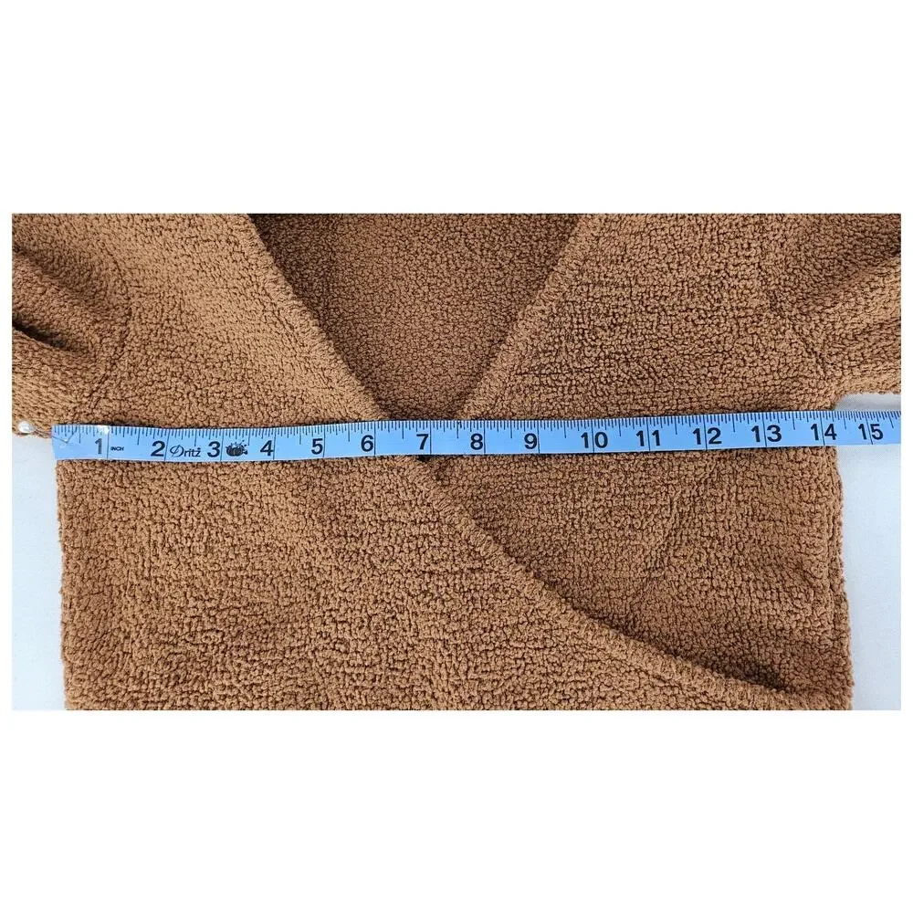 ZARA WOMEN'S BOUCLÉ BROWN WAIST WRAP SWEATER - SIZE MEDIUM - SHERPA FEEL
